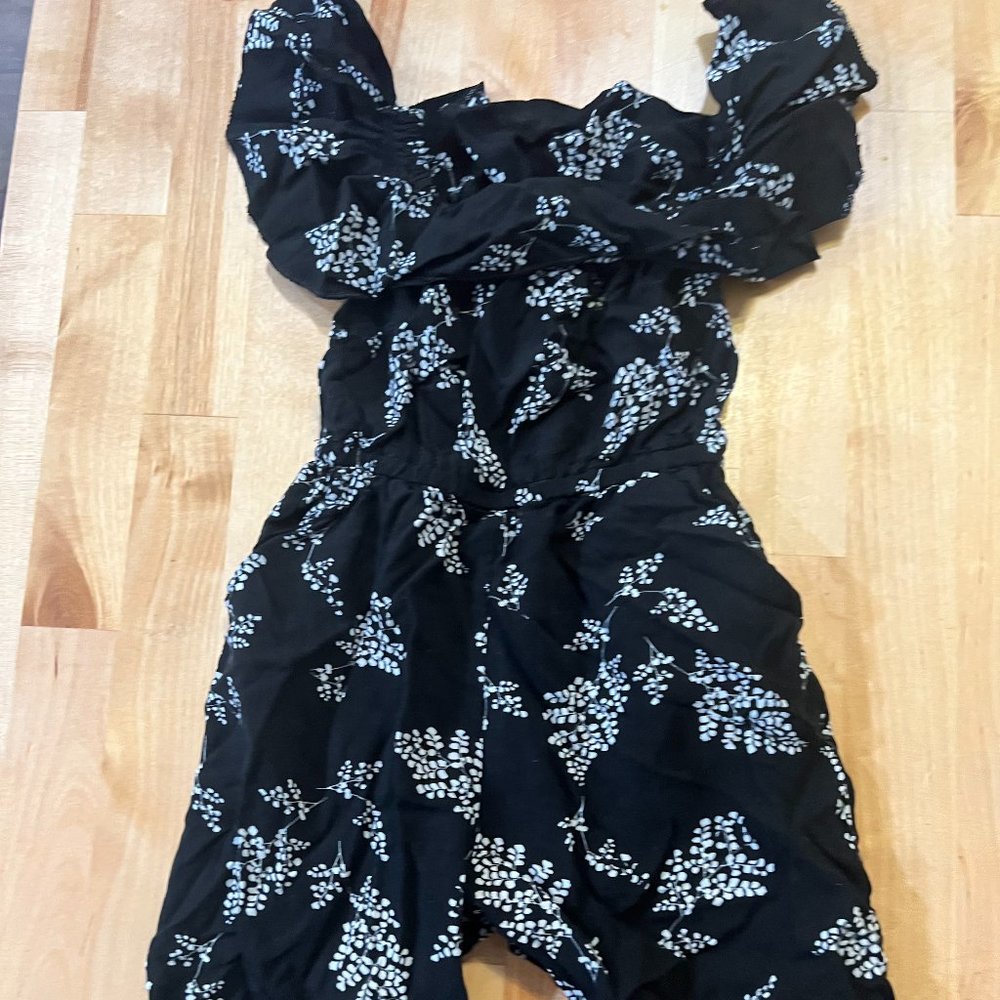 Black and White Floral Romper